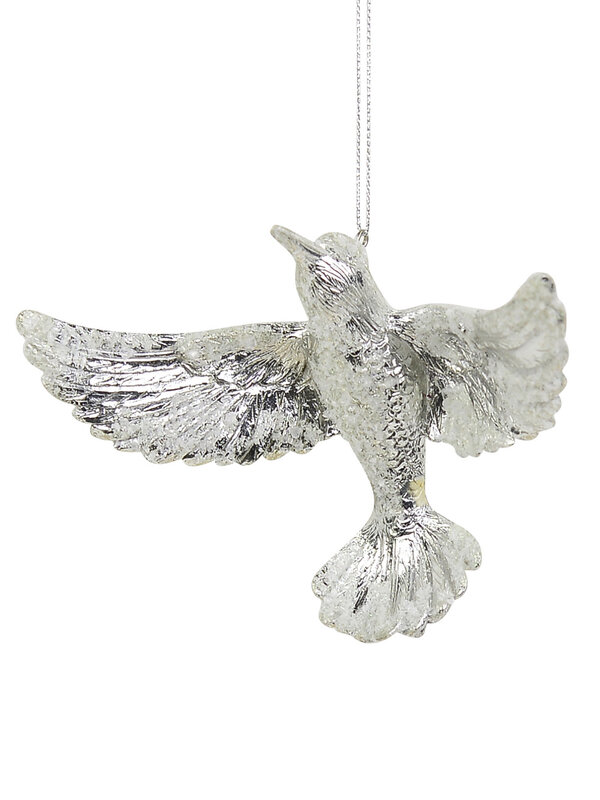 Silver Bird Hanging Ornament - 12cm