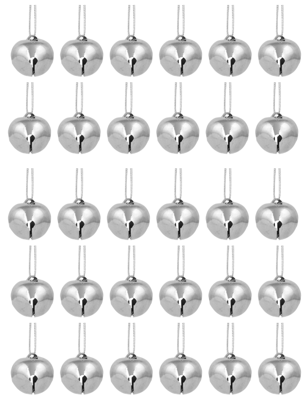 Silver Functioning Iron Bells Christmas Tree Hanging Decorations - 30 x 25mm