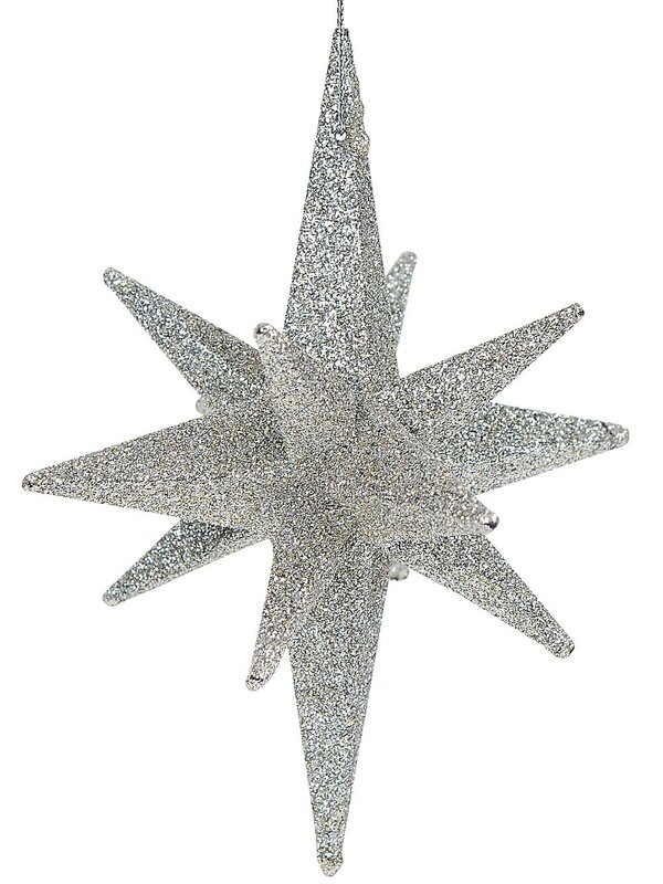 Silver Glitter 3D Star Of Bethlehem Whimsical Essential Ornament | 14cm