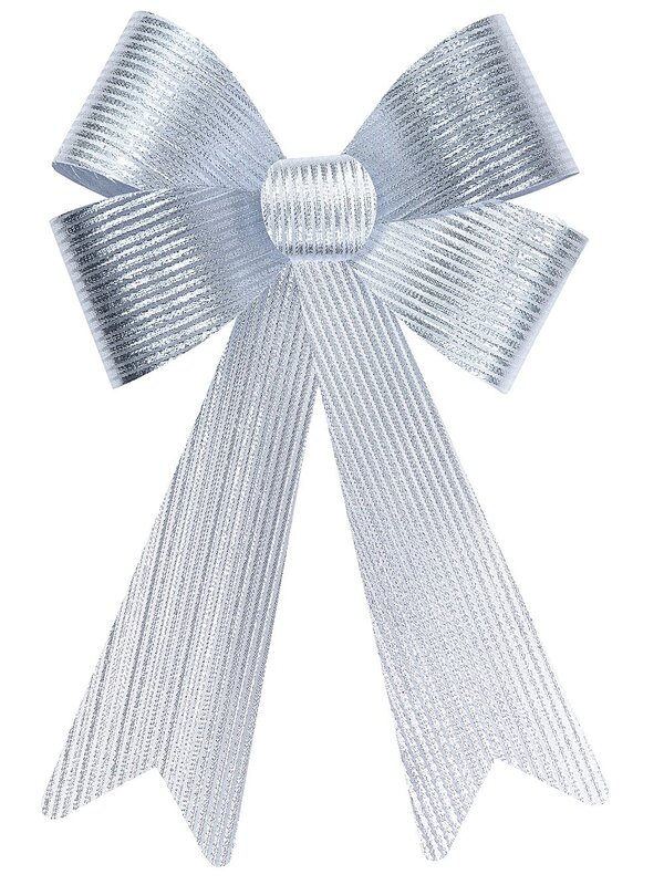 Silver Glitter Stripe Timeless Monumental Bow | 45cm