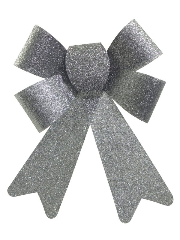 Silver Glitter Timeless Signature Structured Bow | 24cm