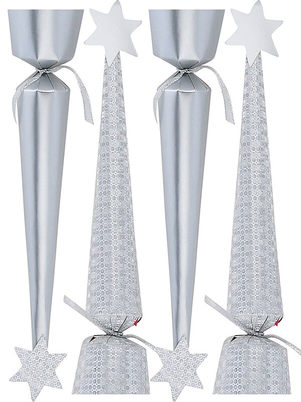 Silver Matte & Shiny Circle Pattern Christmas Tree Cracker Bon Bons - 8 x 26cm