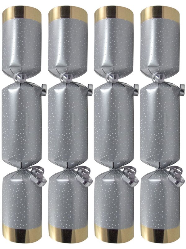 Silver With Small White Dots & Gold Trim Bon Bons - 12 x 30cm