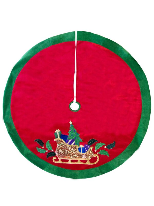 Sleigh With Tree & Gifts Tree Skirt - 1.2m