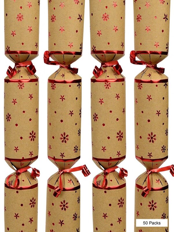 Snowflake & Star Design Craft Paper Christmas Cracker Bon Bons - 100 x 28cm