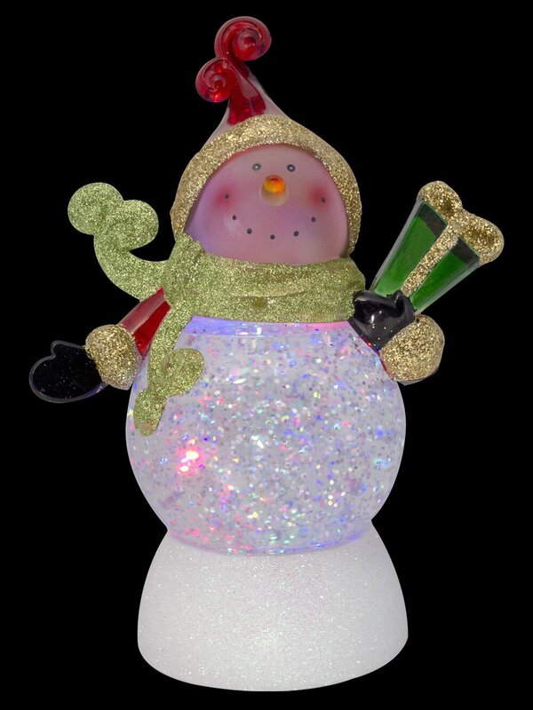 Snowman Illuminated Snow Globe Ornament - 22cm