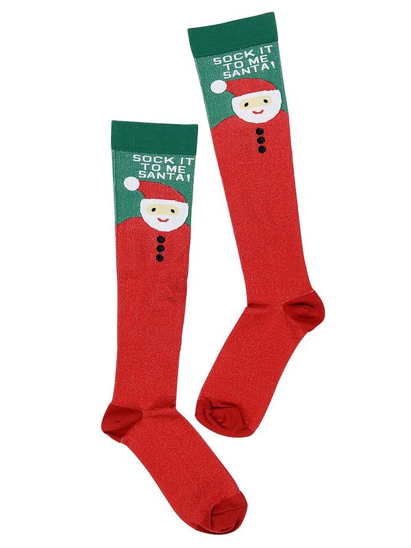 Sock It To Me Santa! Red & Green Long Christmas Socks | One Size Fits Most