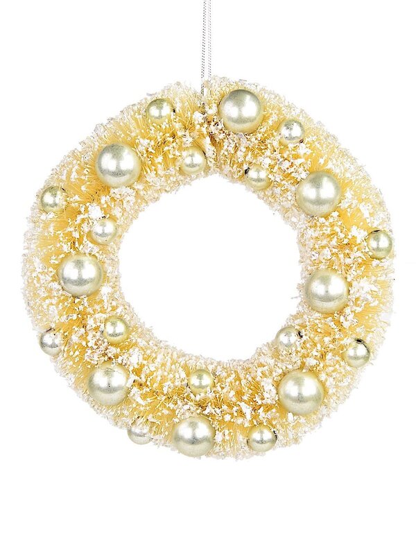 Soft Gold Sisal Wreath With Champagne Ball Decorations - 20cm