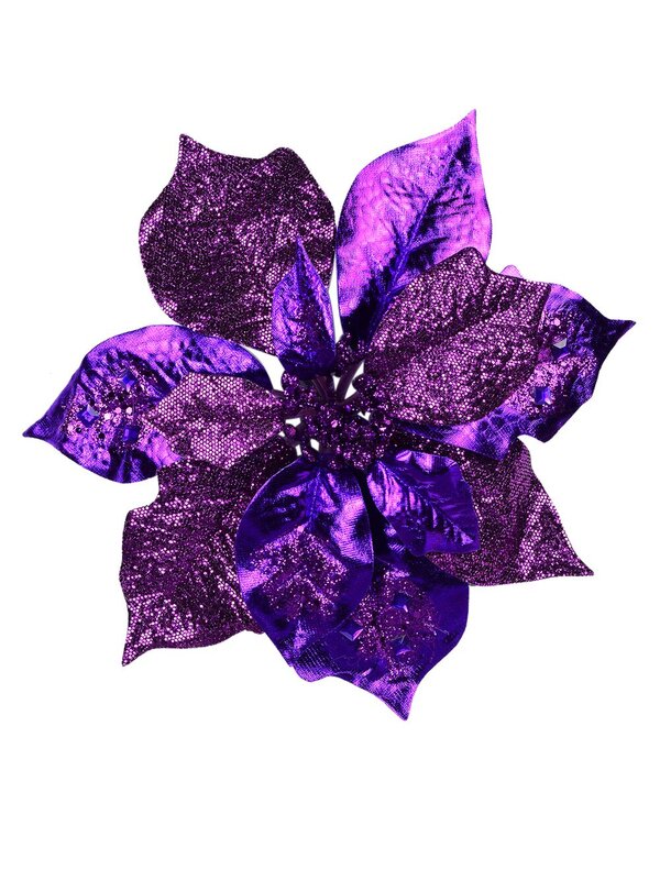 Spectacular Purple Poinsettia Pick - 26cm