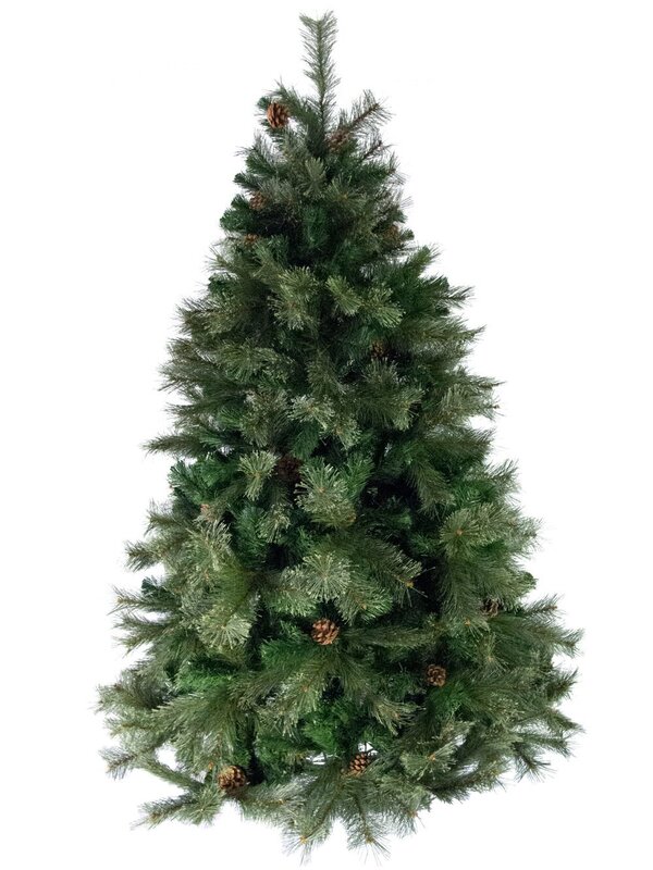 Swiss Pine Christmas Tree With Shortleaf Pine Cones & Twigs - 2.3m