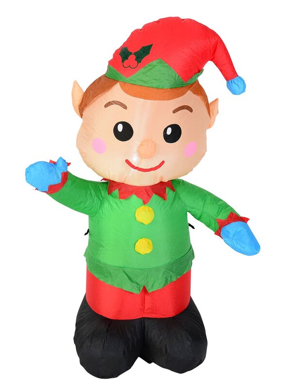 Toy Look Greeting Elf Illuminated Christmas Inflatable Display - 1.2m