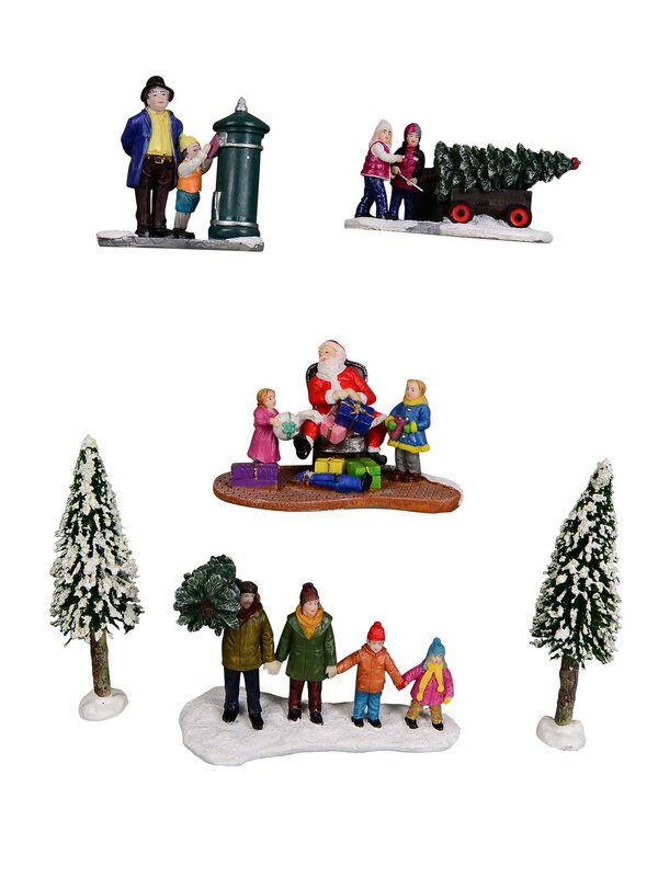 Traditional Getting Ready For A Winter Christmas Figurine Set - 6 Piece Set