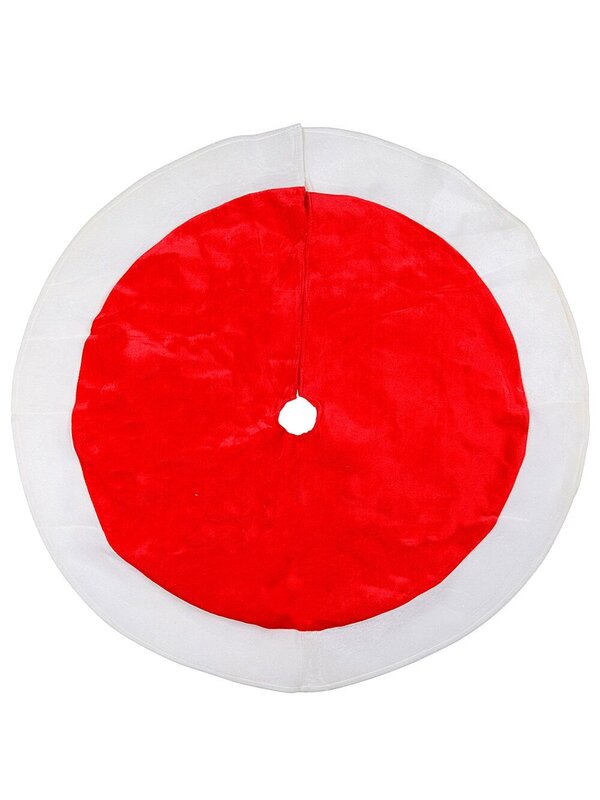 Traditional Red With White Trim Velvet Christmas Tree Skirt - 1m