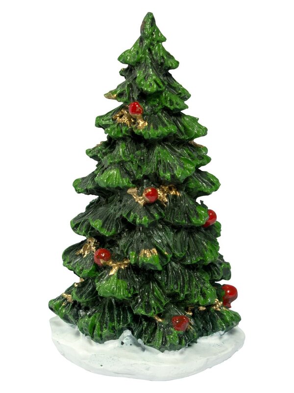 Traditional Resin Decorated Christmas Tree Figurine - 75mm
