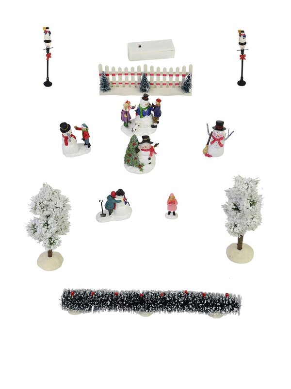Traditional Resin Town Scene Figurines - 9 Piece Set