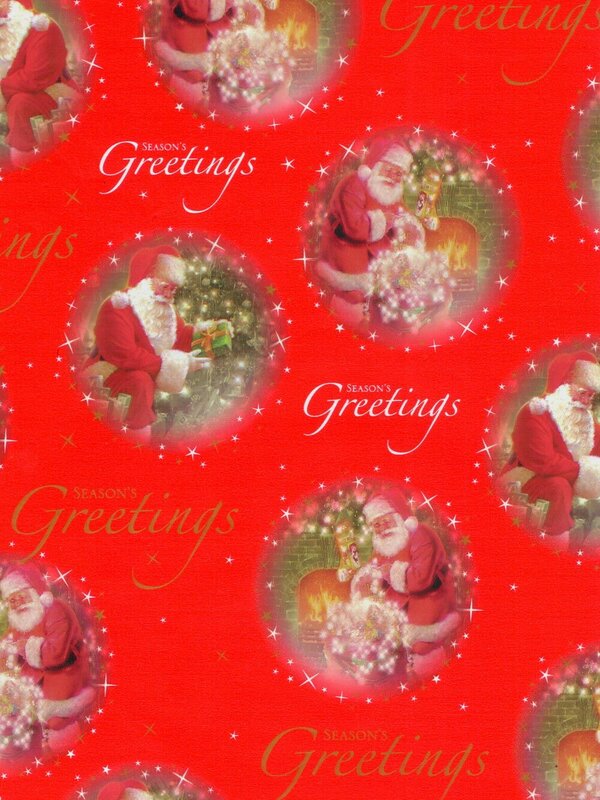 Traditional Santa Gift Wrap Counter Roll - 50m