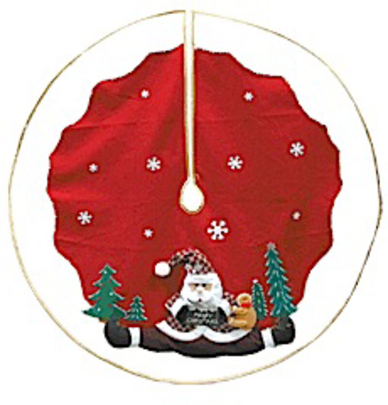 TREE SKIRT - 3 D SANTA WITH MERRY CHRISTMAS - 1.22 METRES