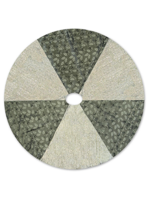 TREE SKIRT - SILVER & HOLLY PATTERN - 1.22 METRES