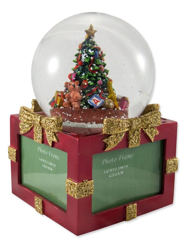 Tree Waterball On Photo Frame Gift Box Base Snowglobe - 16cm