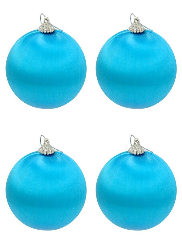 Turquoise Blue Silk Thread Christmas Bauble Decorations - 8 x 75mm