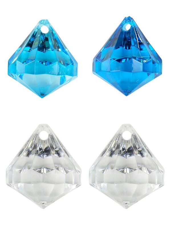 Turquoise & Clear Diamante Christmas Tree Hanging Decorations - 18 x 35mm