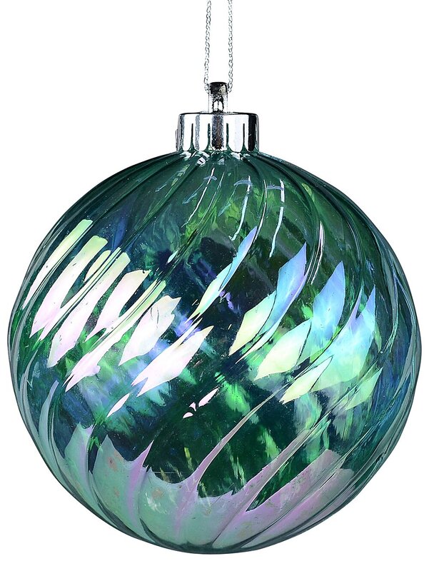 Turquoise Dynamic Signature Iridescent Textured Swirl Bauble | 12cm