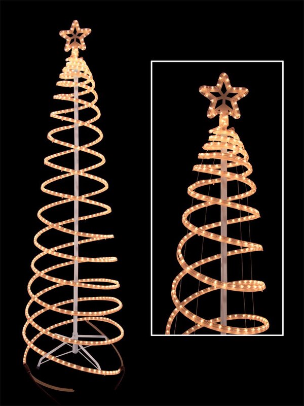 Warm White 3D Rope Light Spiral Tree - 1.8m