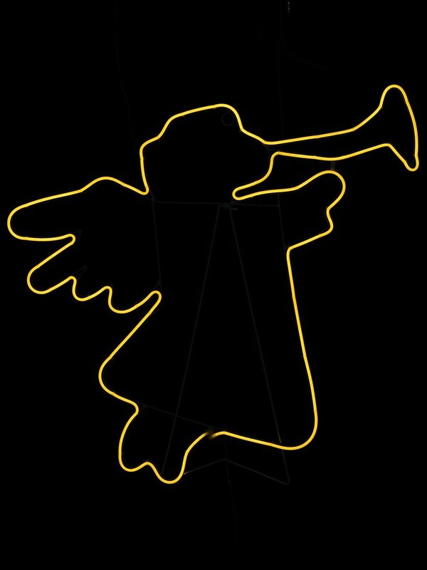 Warm White Angel With Trumpet LED Neon Flex Rope Light Silhouette - 78cm