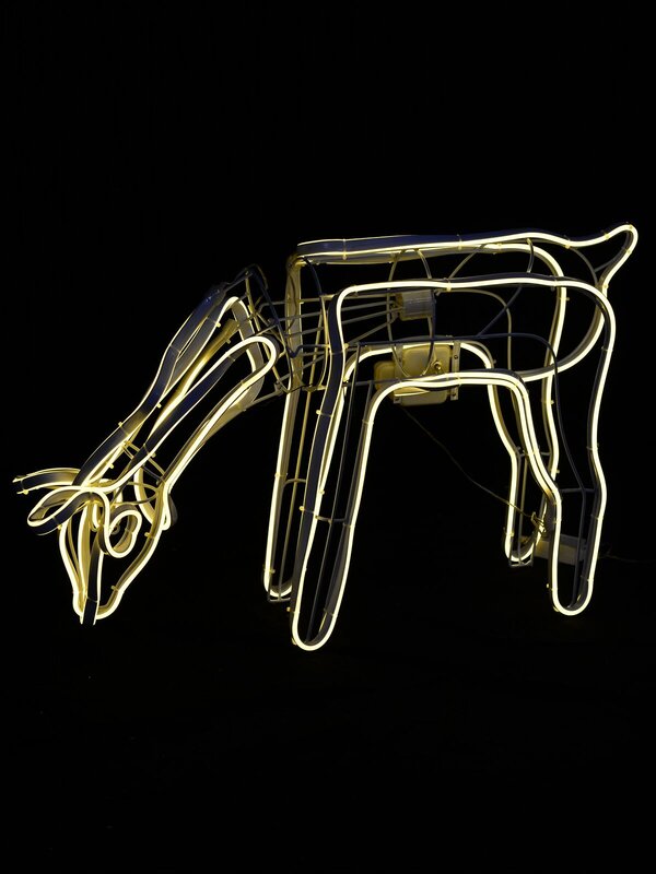 Warm White Animated Grazing Reindeer Neon Christmas Light Display - 77cm