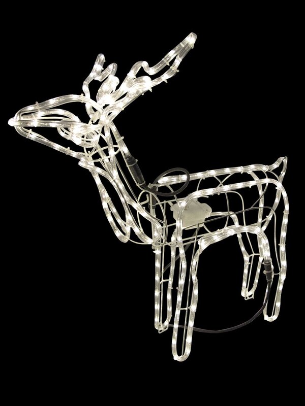 Warm White LED 3D Standing Buck Rope Light Display - 76cm