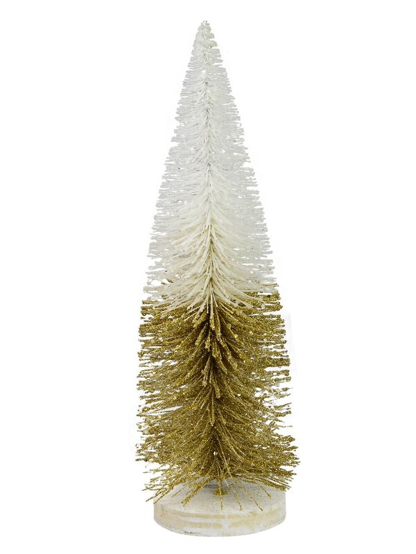 White & Gold Wire Tree Table Top Ornament - 31cm