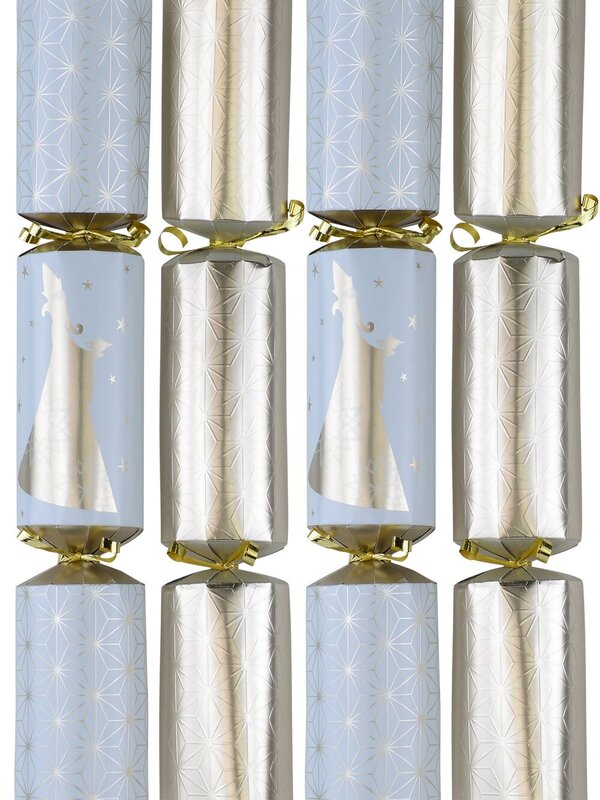 White & Gold With Stars & Magus Christmas Cracker Bon Bons - 10 x 36cm