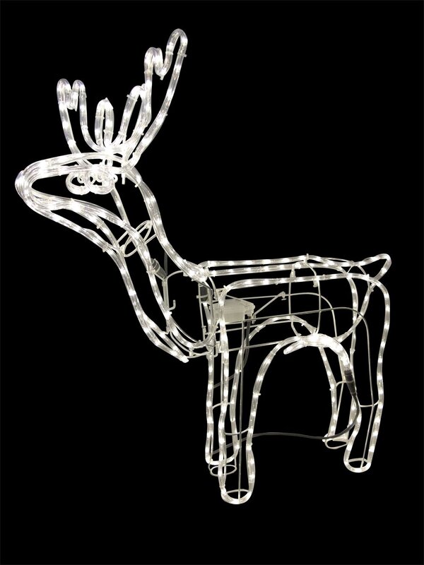 White LED Large 3D Standing Buck Rope Light Display - 95cm
