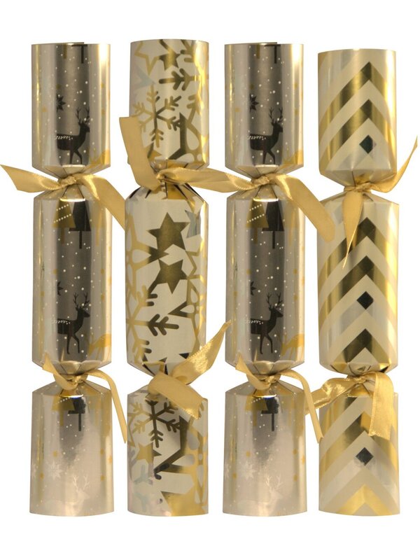 White, Silver & Gold Multi Pattern Bon Bons - 12 X 25cm