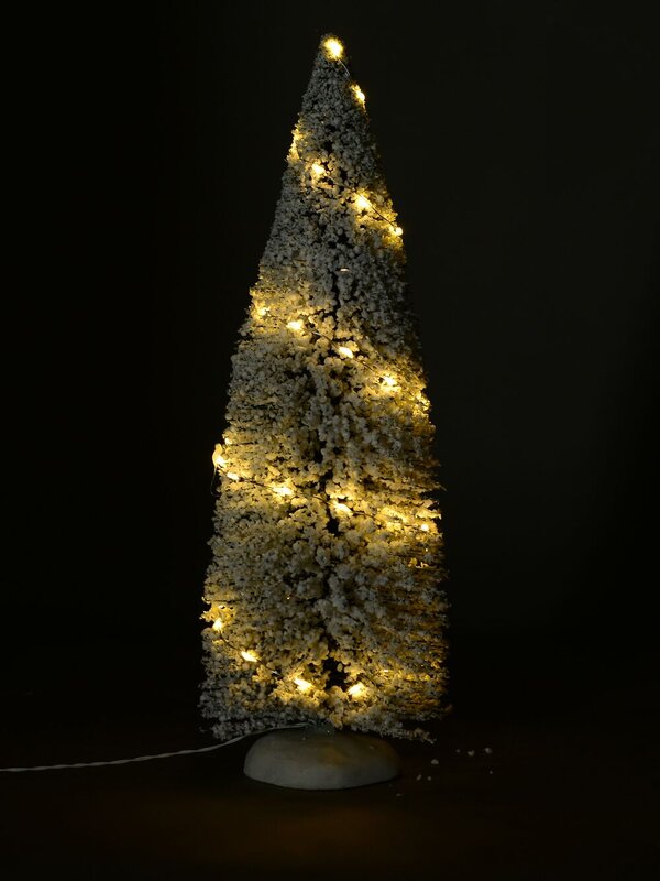 White Snow Flocked LED Pine Tree Village Scenery | 31cm