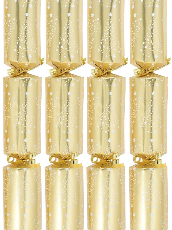 White Stars Christmas Tree Pattern Design On Shiny Gold Bon Bons - 50 x 30cm