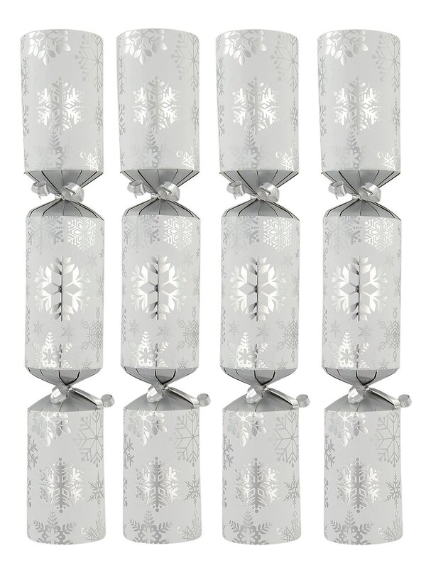 White with Silver Snowflake Design Bon Bons - 12 x 34cm
