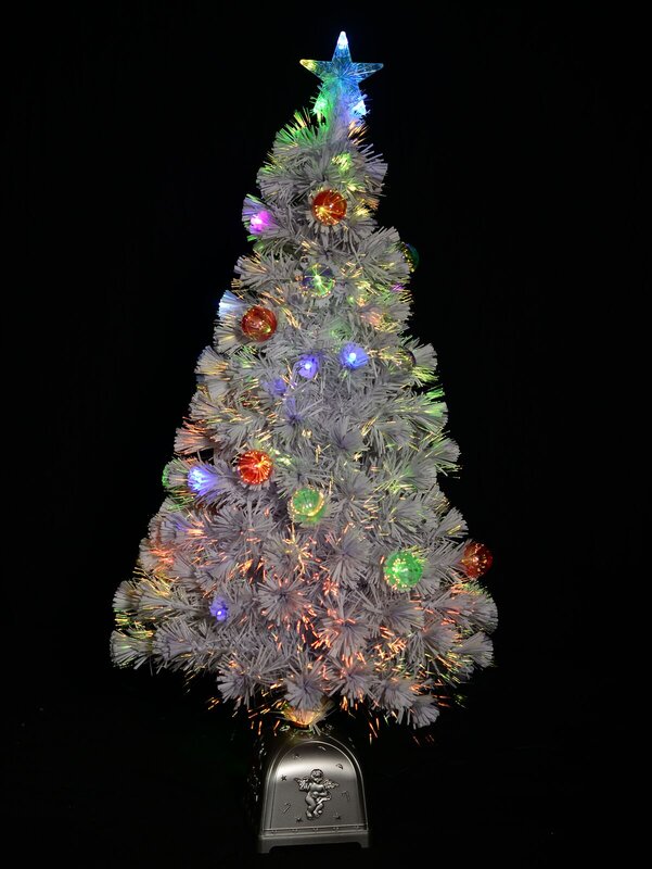 Winter Ice White Multi Colour LED & Fibre Optic Christmas Tree - 90cm
